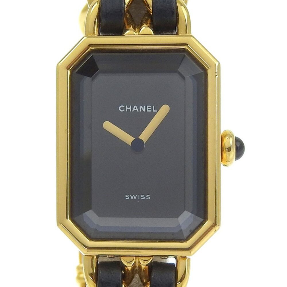 CHANEL Premiere L Watches H0001 blackDial Plated Gold/leather Quartz
